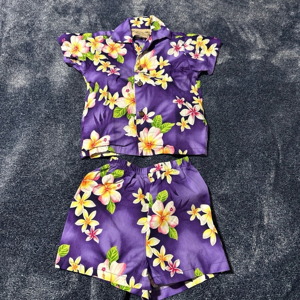 Kids Floral Pajama Set - Purple